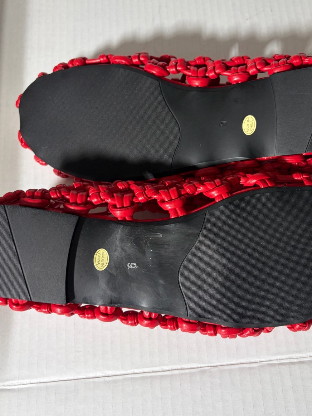 Red Woven Leather Flats - Picture 8 of 9